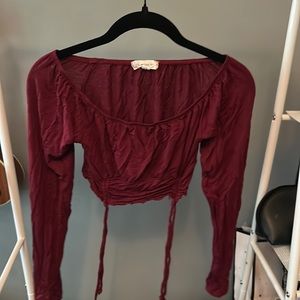 long sleeve maroon blouse